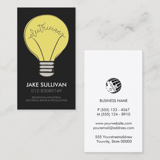 Elektrischer Unternehmer Visitenkarte (Vorne/Hinten)