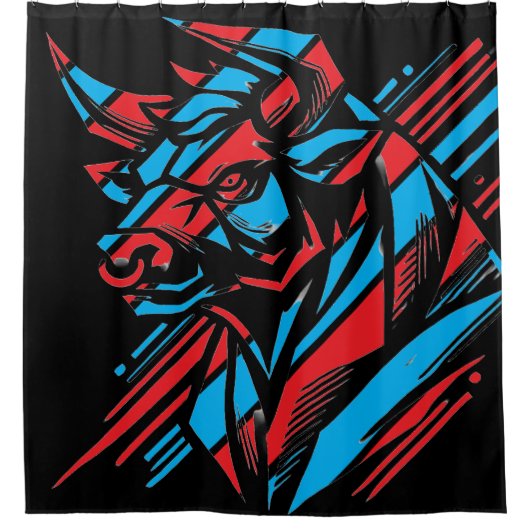 Elektrischer Wolf Geometrisches Design Duschvorhang (Vorderseite)