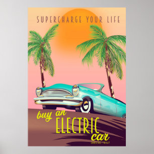 Elektrisches Auto Vintage-Werbespot Poster