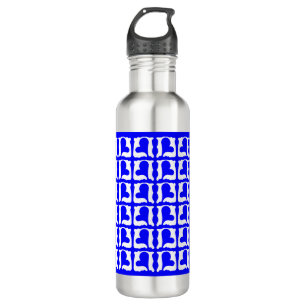 Elektrisches Blau und Weiße Herzen Edelstahlflasche