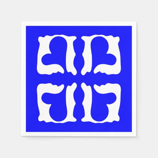 Elektrisches Blau und Weiße Herzen Serviette (Vorderseite)