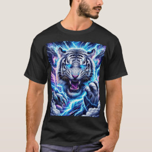 Elektrisches Blaues Blitz-Tiger-T-Shirt-Design T-Shirt