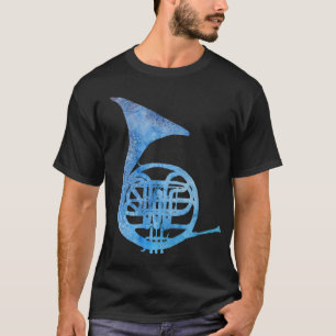Elektrisches blaues französisches Horn T-Shirt