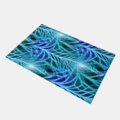 Elektrisches blaues leuchtendes Fraktal Wiederholu Fußmatte (Schrägansicht)