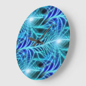 Elektrisches blaues leuchtendes Fraktal Wiederholu Große Wanduhr (Winkel)