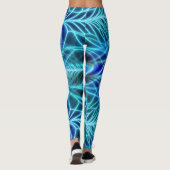 Elektrisches blaues leuchtendes Fraktal Wiederholu Leggings (Rückseite)