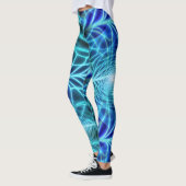Elektrisches blaues leuchtendes Fraktal Wiederholu Leggings (Links)