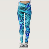Elektrisches blaues leuchtendes Fraktal Wiederholu Leggings (Vorderseite)
