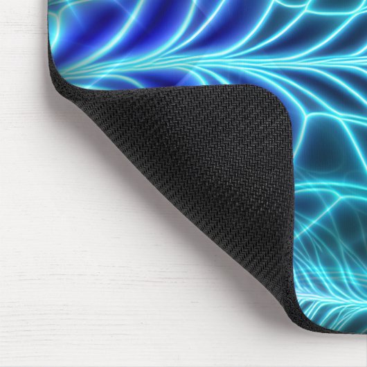Elektrisches blaues leuchtendes Fraktal Wiederholu Mousepad (Ecke)