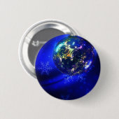 Elektrisches Blaues Weihnachtskugel-Design, indivi Button (Vorne & Hinten)