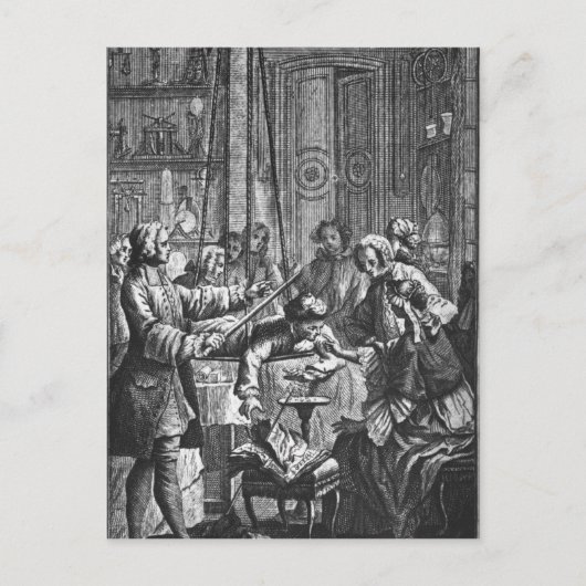 Elektrisches Experiment an einem Mann Postkarte (Vorderseite)