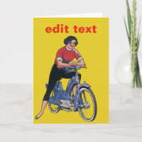 Elektrisches Fahrrad, Vintage Frau, ADD-TEXT,