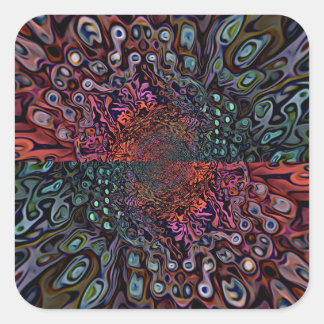 Elektrisches Fraktal-Kaleidoskop Abstrakte Gestalt Quadratischer Aufkleber