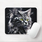 Elektrisches Fraktal Schwarze Katzenmauspad Mousepad (Mit Mouse)