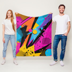 Elektrisches Gelb Magenta Urbaner Grunge Halftone Fleecedecke