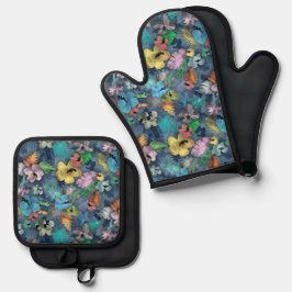 Elektrisches Geschenk - Mens Oven Mitt - Hawaiian  Ofenhandschuh & Topflappen-Set