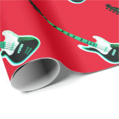 Elektrisches Gitarrenmuster in Schwarz und Weiß Geschenkpapier (Rolleneckpunkt)