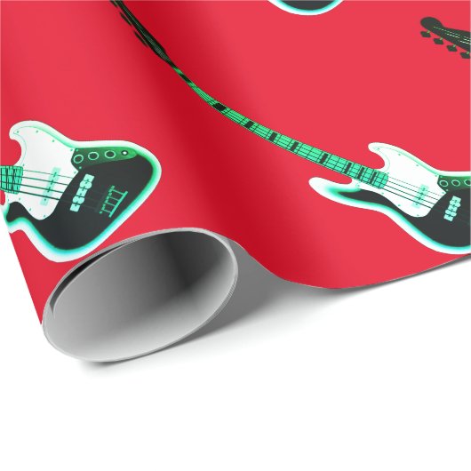 Elektrisches Gitarrenmuster in Schwarz und Weiß Geschenkpapier (Rolleneckpunkt)