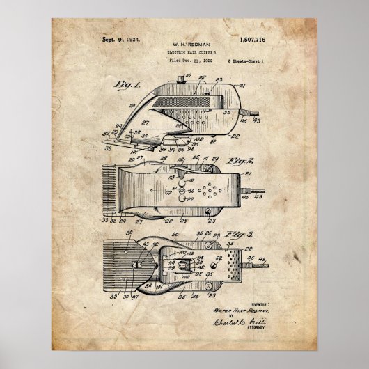 Elektrisches Haarfahne-Patent Poster (Vorne)