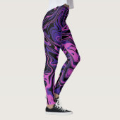 Elektrisches Lila Abstraktes Fluid-Muster Leggings (Rechts)