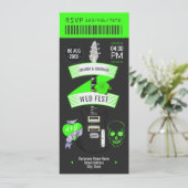 Elektrisches Limette-Felsen-Roll-Hochzeitsticket Einladung (Stehend Vorderseite)