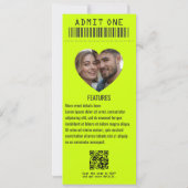 Elektrisches Limette-Felsen-Roll-Hochzeitsticket Einladung (Rückseite)