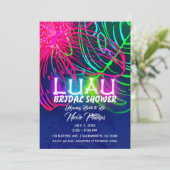 Elektrisches Luau Tropical Night Neon Brautparty Einladung (Stehend Vorderseite)