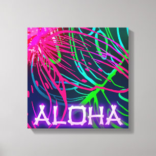 Elektrisches Luau Tropische Nacht Neon Aloha Leinwanddruck