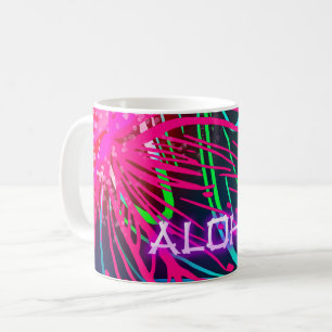 Elektrisches Luau Tropische Nacht Neon Aloha Parad Kaffeetasse