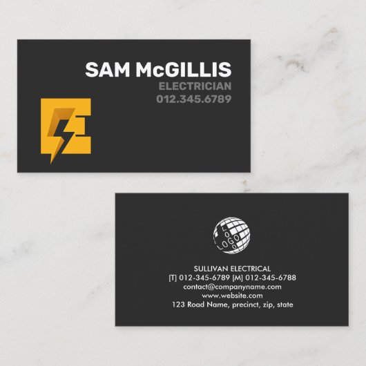 Elektrisches Monogramm E Visitenkarte (Vorne/Hinten)