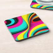 Elektrisches Neon psychedelisches Design Getränkeuntersetzer (Linke Seite)