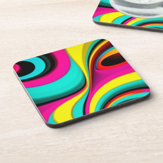 Elektrisches Neon psychedelisches Design Getränkeuntersetzer (Linke Seite)