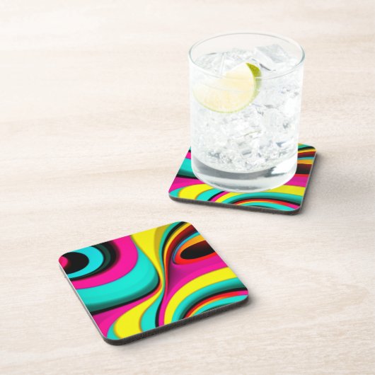 Elektrisches Neon psychedelisches Design Getränkeuntersetzer (Rechte Seite)