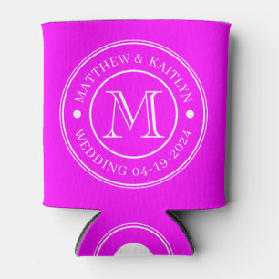 Elektrisches Retro-Rosa-Hochzeitsmonogramm Dosenkühler