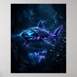 Elektrisches Riff-Hai Ladestrom-Kunst Poster