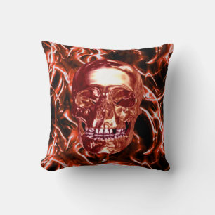 Elektrisches rotes Chrome-Skull-Reversible Pillow Kissen