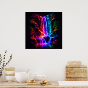 Elektrisches Spektrum-Wasserfall mit leuchtenden B Poster