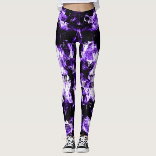 Elektrisches ultraviolettes lila funkelnd Dreieck Leggings (Vorderseite)