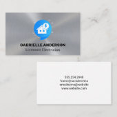 Elektrisches Zuhause-Symbol | Metallischer Hinterg Visitenkarte (Vorne/Hinten)