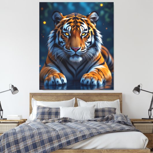 Elektrisierender Tiger – Kraftvolle Wildnis Leinwanddruck (Insitu (Schlafzimmer))