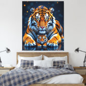 Elektrisierender Tiger – Kraftvolle Wildnis Leinwanddruck (Insitu (Schlafzimmer))
