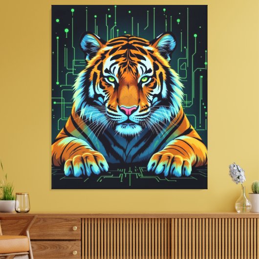 Elektrisierender Tiger – Kraftvolle Wildnis Leinwanddruck (Insitu (Wohnzimmer))