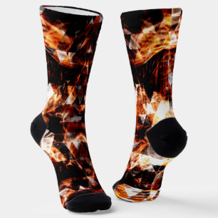 Elektrisierendes orange glitzerndes Dreiecksfeuer Socken