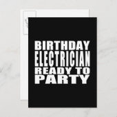 Elektrizität : Geburtstagskinder Elektro-Bereit zu Einladungspostkarte (Vorne/Hinten)
