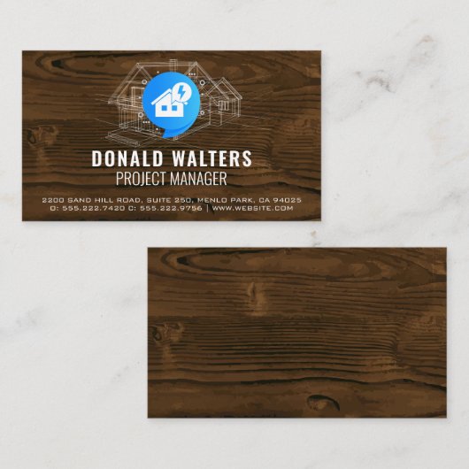 Elektrizität | Holzrahmen | Blueprints Visitenkarte (Vorne/Hinten)