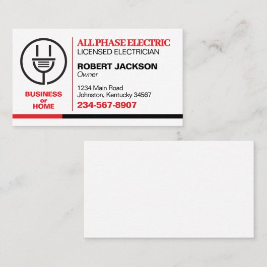 Elektrizitätsdienst Visitenkarte (Vorne/Hinten)