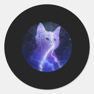 Elektrizitätskatzenblitz Graphic Art Cat Mama Runder Aufkleber