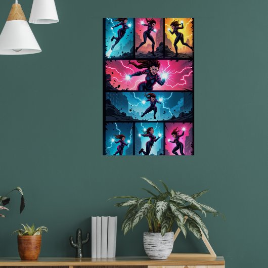 Elektro-Chaos-Pop-Art-Plakat Poster (Wohnzimmer 1)