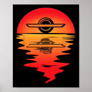 Elektro-Skateboard Vintage-Sonnenuntergang Onewhee Poster