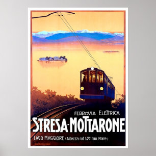 Elektrobahn Stresa-Mottarone, Italien, Vintag Poster